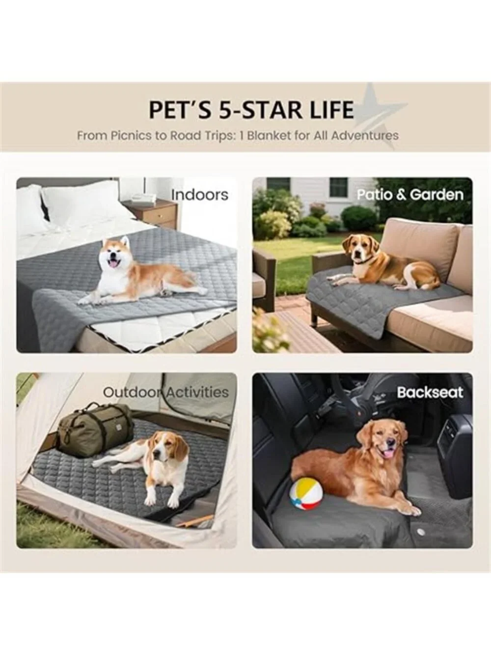 Waterproof Dog Blanket 52 X 82 Pet Furniture Protector Couch Cover Reversible